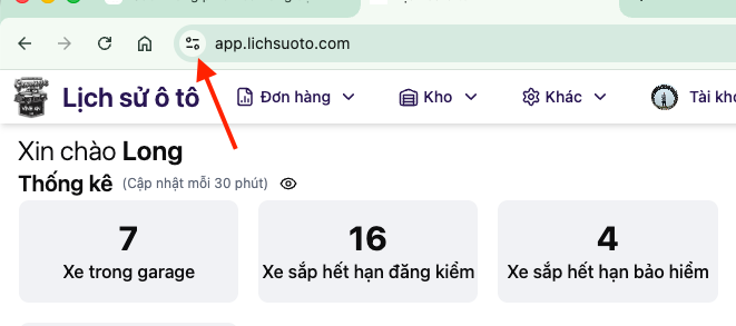 Nút cài đặt website trên Chrome