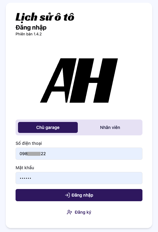 Giao diện đăng nhập