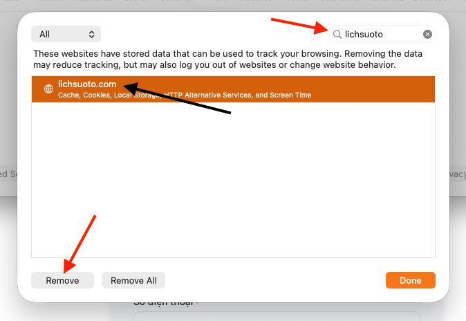 Quản lý dữ liệu trang web trên Safari Mac