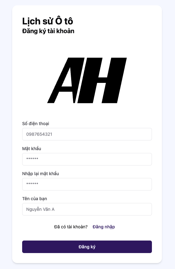 Giao diện đăng ký Giao diện đăng ký